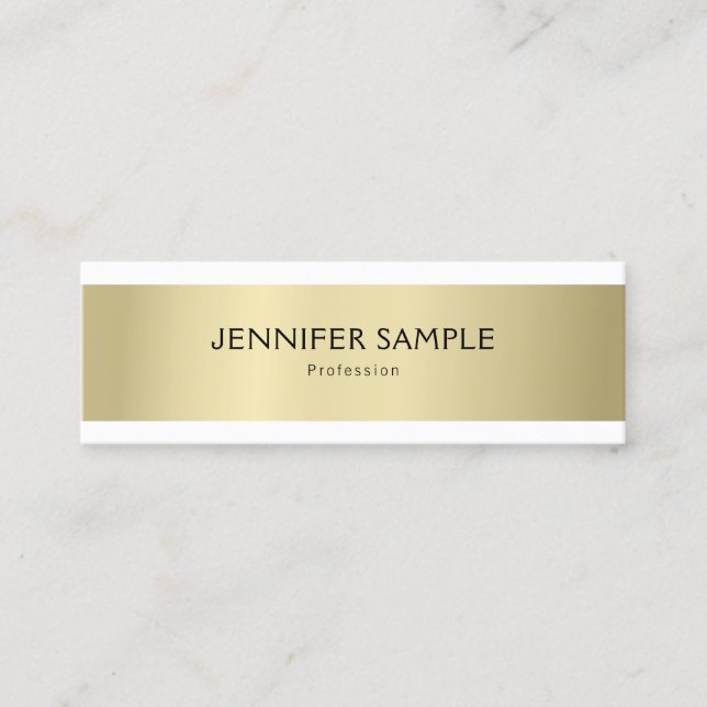Professional Elegant Gold Look Modern Simple Plain Mini Business Card (Front)