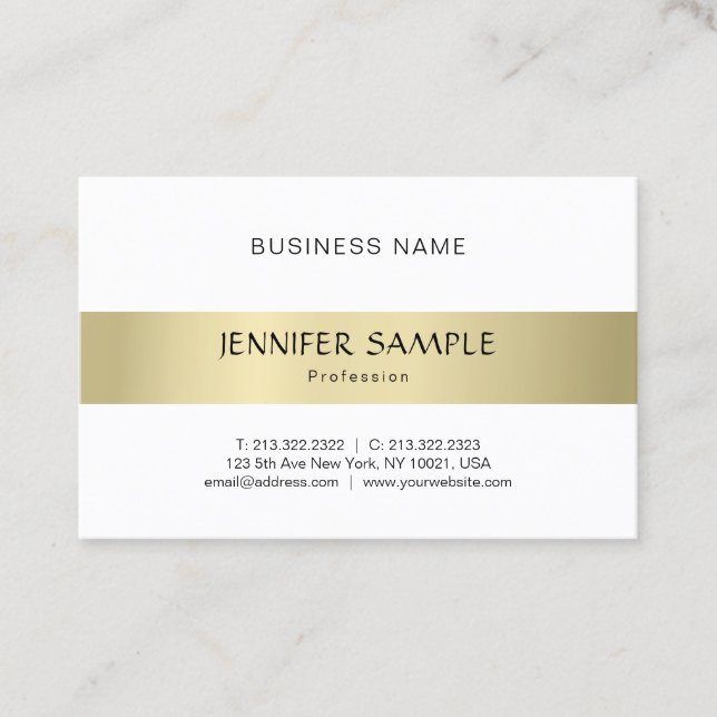 Professional Elegant Gold Look Simple Modern Plain Business Card (Front)