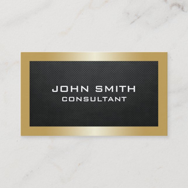 Professional Elegant Gold Modern Plain Metal Black Business Card (Front)