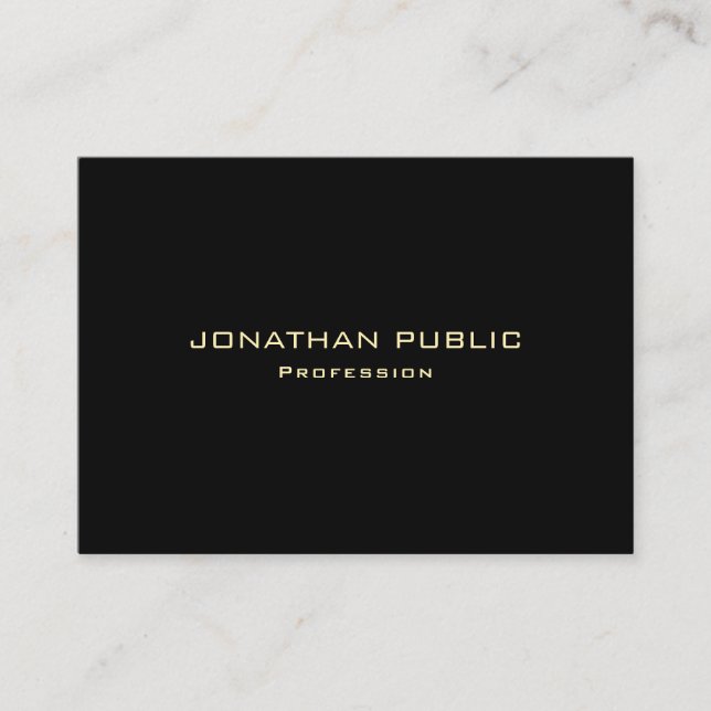 Professional Elegant Gold Text Black Template Business Card (Front)