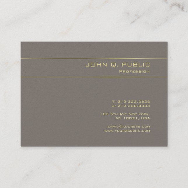 Professional Elegant Gold Text Luxury Pearl Finish Business Card (Front)