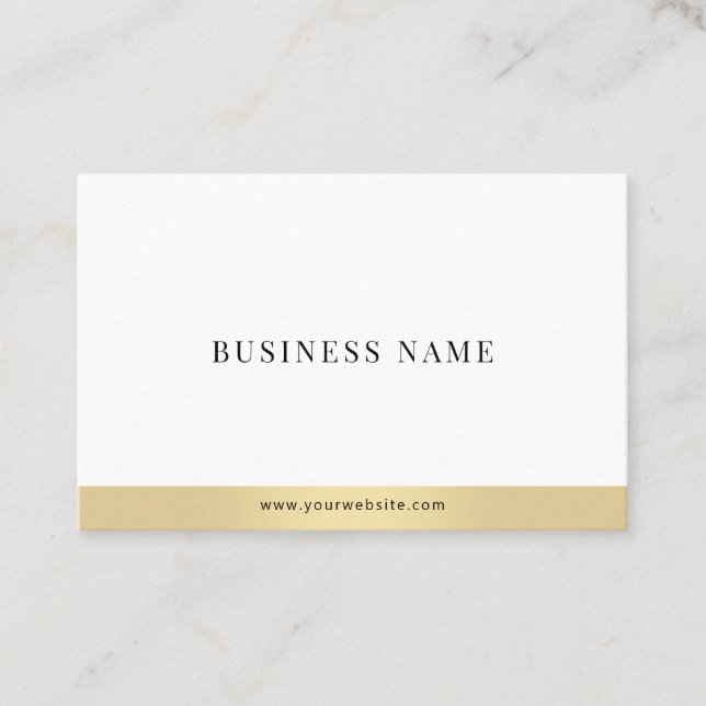 Professional Elegant Gold White Minimalist Plain Business Card (Front)