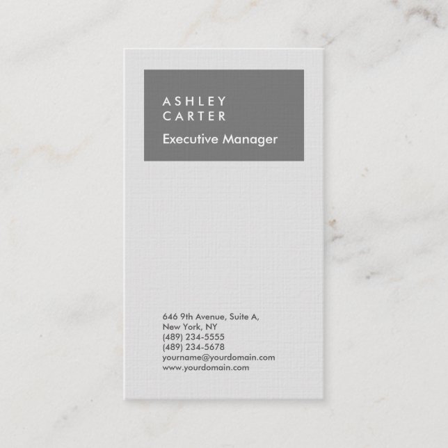 Professional elegant grey plain minimalist modern business card (Front)