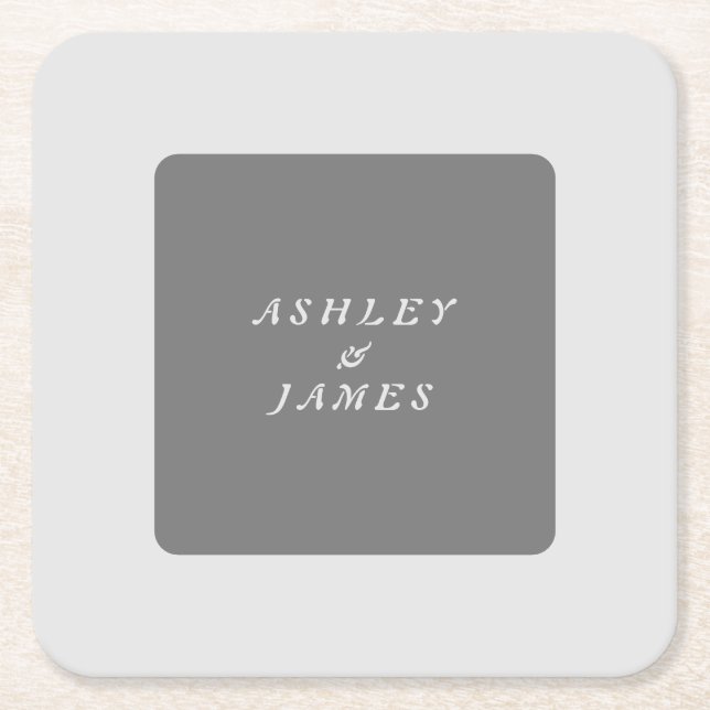 Professional elegant grey plain minimalist modern square paper coaster (Front)