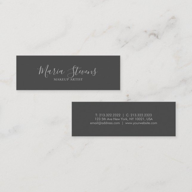 Professional Elegant Grey Signature Mini Business Card (Front/Back)