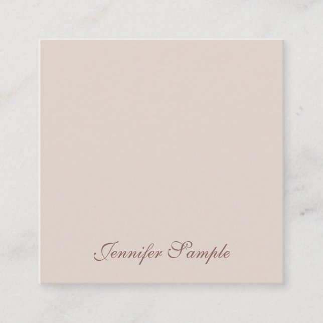Professional Elegant Hand Script Simple Template Square Business Card (Front)