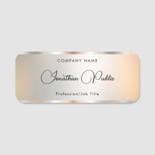 Professional Elegant Hand Script Template Silver Name Tag