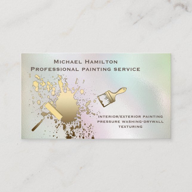 Professional elegant holographic  painting service business card (Front)