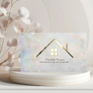 Professional Elegant House Real Estate Agent Opal Business Card