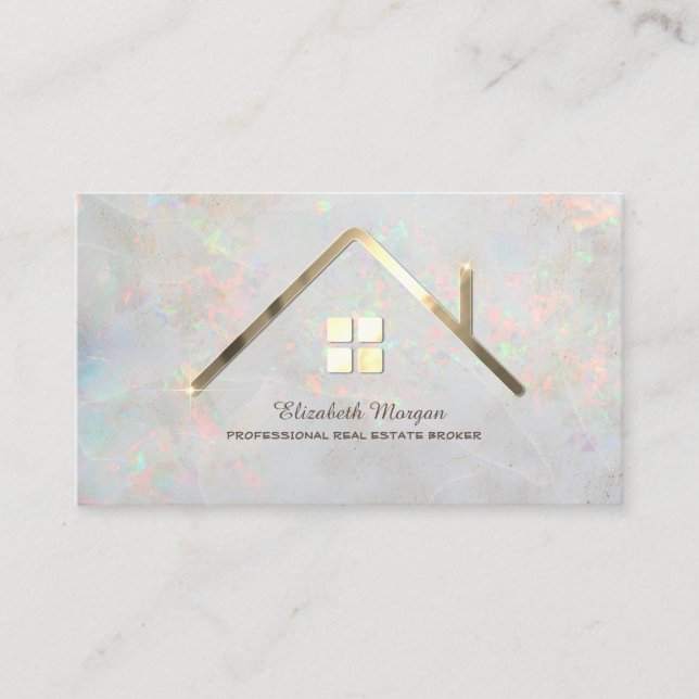 Professional Elegant House Real Estate Agent  Opal Business Card (Front)
