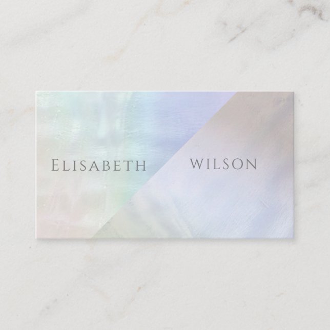 Professional elegant  iridescent pearl holographic business card (Front)