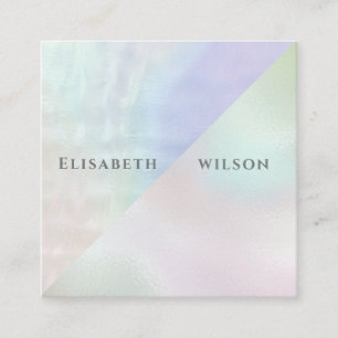 Professional elegant  iridescent pearl holographic square business card