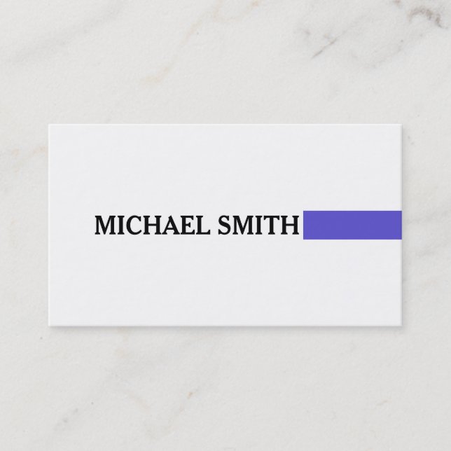 Professional Elegant Iris Modern Plain White Business Card (Front)