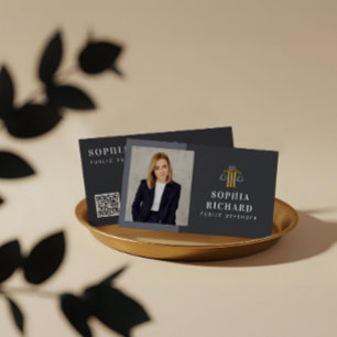 Professional Elegant Justice Scale Law Firm Photo Business Card