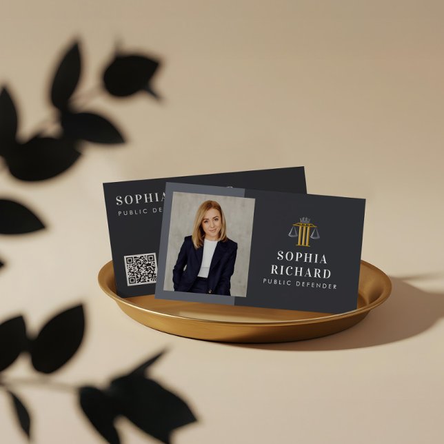 Professional Elegant Justice Scale Law Firm Photo Business Card (Professional Elegant Justice Scale Law Firm Photo Business Card)