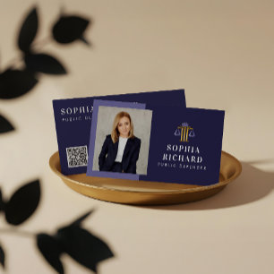 Professional Elegant Justice Scale Law Firm Photo Business Card