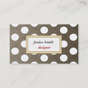 Professional elegant leopard print  polka dots business card