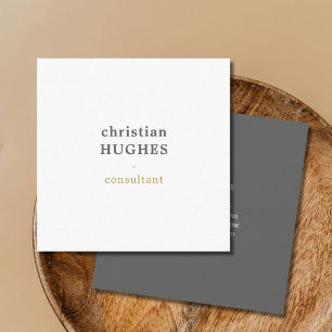 Professional Elegant Light Grey White Consultant Square Business Card