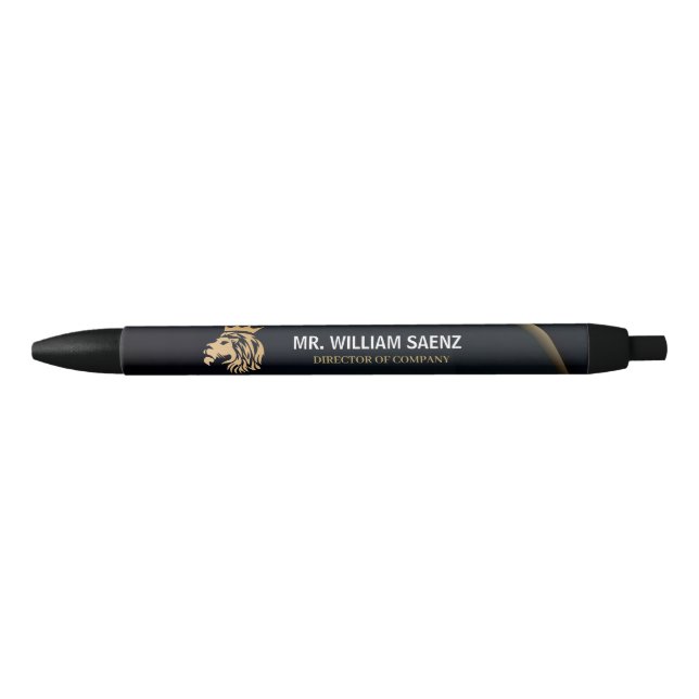  Professional Elegant Lion Logo  Black Ink Pen (Front)