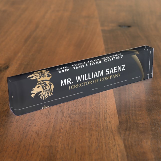  Professional Elegant Lion Logo Desk Name Plate (Side)