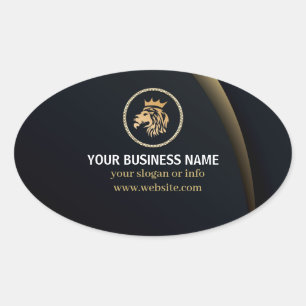 Professional Elegant Lion Logo Oval Sticker