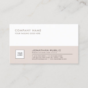 Professional Elegant Logo Plain Corporate Beige Business Card