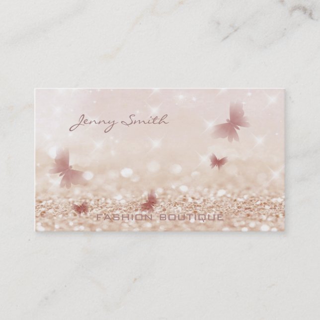 Professional elegant luxury bokeh butterfly business card (Front)