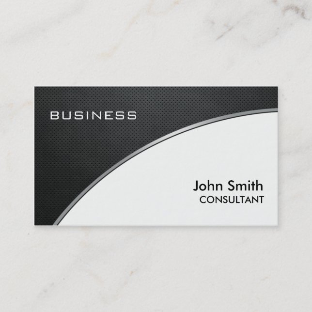 Professional Elegant Metal Black White Groupon Business Card (Front)