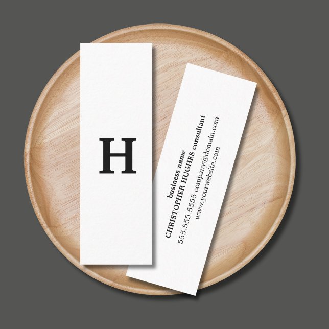 Professional Elegant Minimal Black White Monogram Mini Business Card (Creator Uploaded)