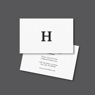 Professional Elegant Minimal White Black Monogram Business Card