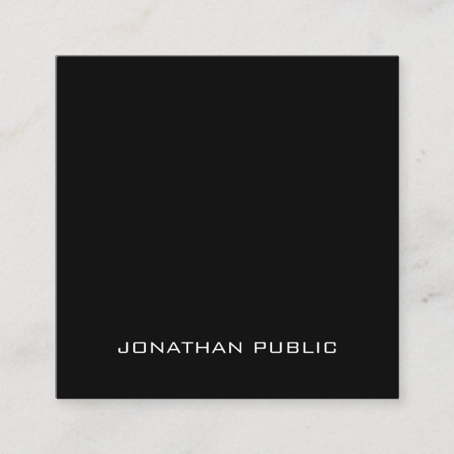 Professional Elegant Minimalist Black Simple Plain Square Business Card (Front)