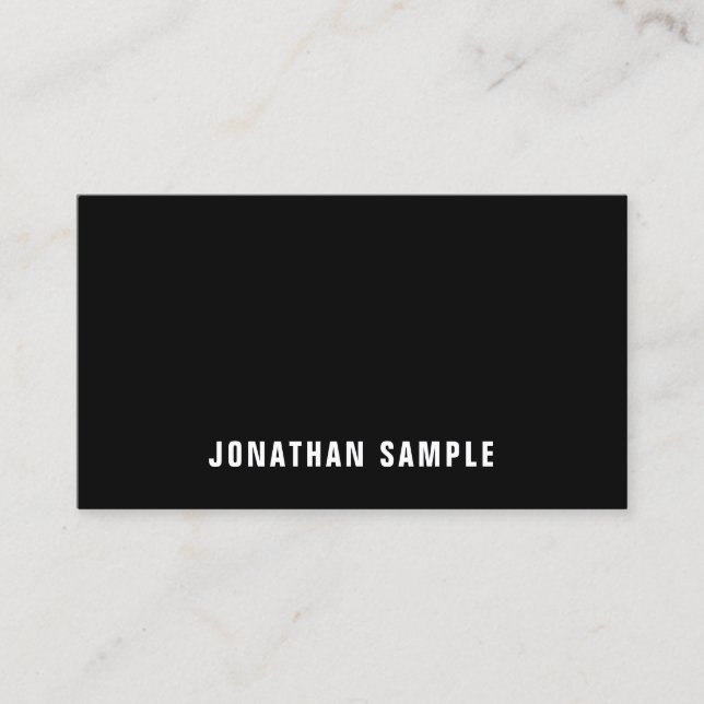 Professional Elegant Minimalist Modern B&W Plain Business Card (Front)