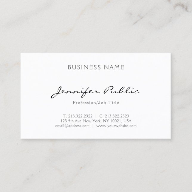 Professional Elegant Minimalist Simple Plain Business Card (Front)