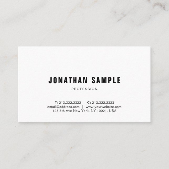 Professional Elegant Minimalistic Modern Plain Business Card (Front)