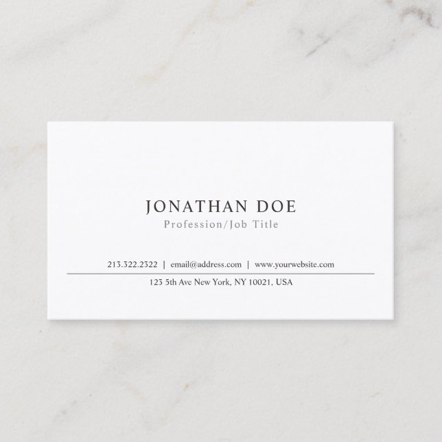 Professional Elegant Minimalistic Plain Classic Business Card (Front)