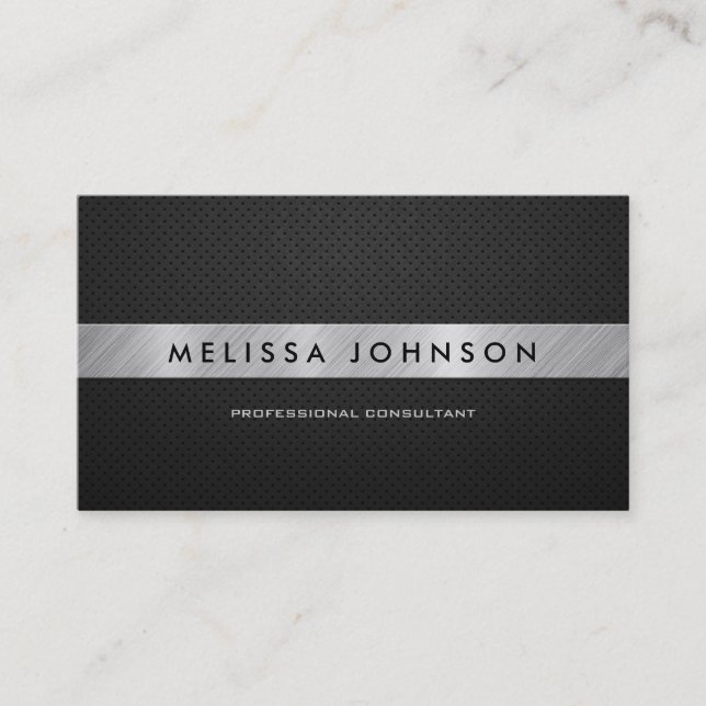 Professional Elegant Modern Black and Silver Business Card (Front)