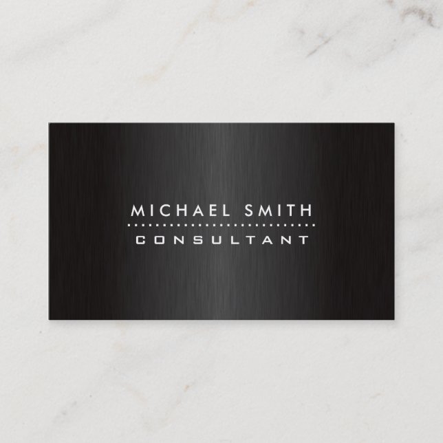 Professional Elegant Modern Black  Brushed Metal Business Card (Front)