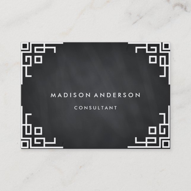 Professional Elegant Modern Black Chalk Board Busi Business Card (Front)