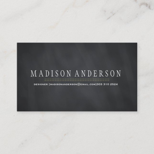 Professional Elegant Modern Black Chalk Board Business Card (Front)