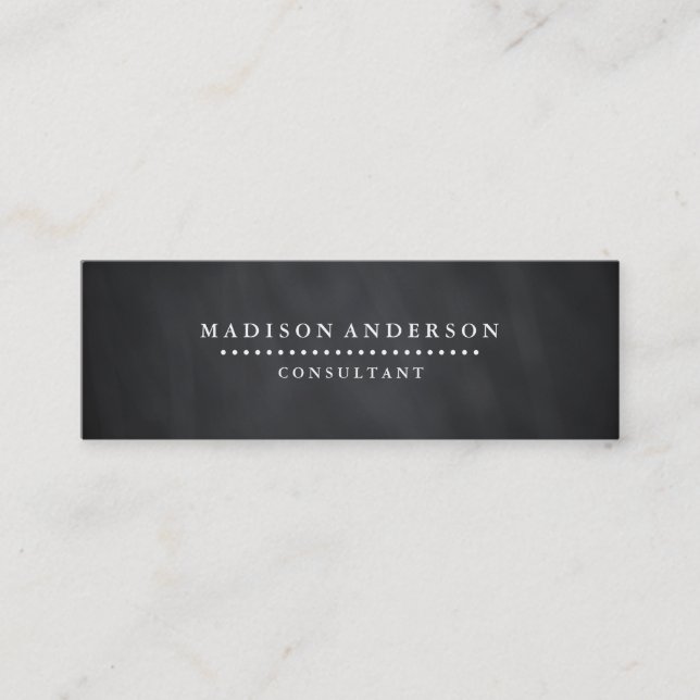 Professional Elegant Modern Black Chalk Board Mini Business Card (Front)