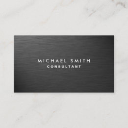 Professional Elegant Modern Black Plain Metal Business Card