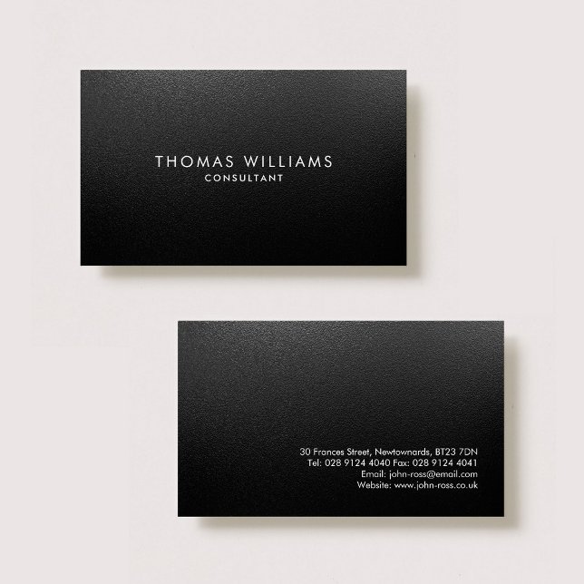 Professional Elegant Modern Black Plain Metal Business Card (Creator Uploaded)