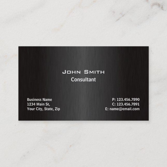 Professional Elegant Modern Black Plain Simple Business Card (Front)