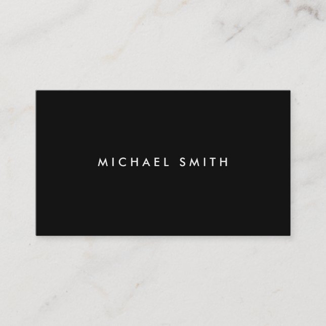 Professional Elegant Modern Black Plain Simple Business Card (Front)