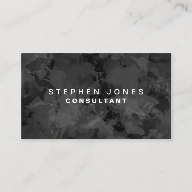Professional Elegant Modern Black Plain Watercolor Business Card (Front)