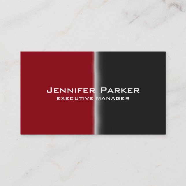 Professional Elegant Modern Black Red Stylish Business Card (Front)
