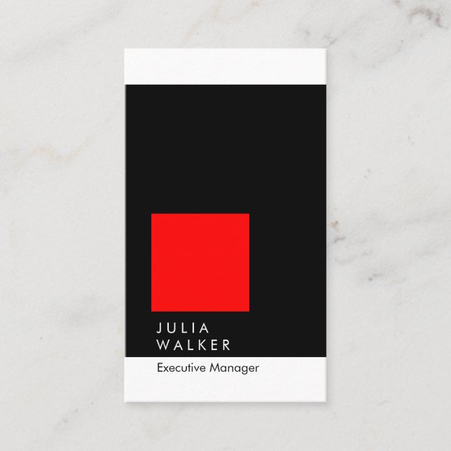 Professional elegant modern black red white plain business card (Front)