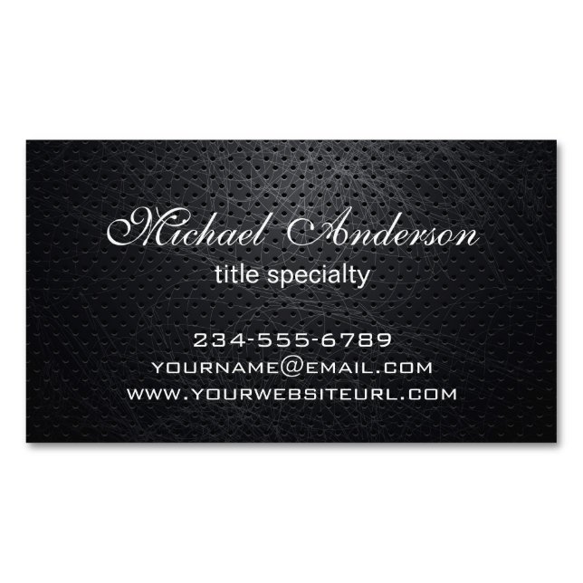 Professional Elegant Modern Black Scratched Metal Magnetic Business Card (Front)