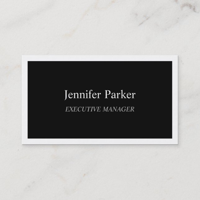 Professional Elegant Modern Black White Stylish Business Card (Front)