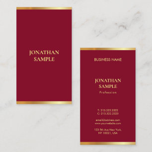 Professional Elegant Modern Burgundy Red And Gold Business Card